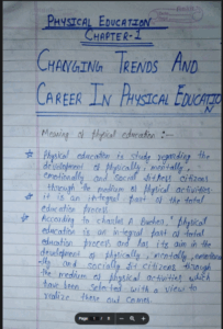 Changing Trends and Career in Physical Education Class 11 Physical Education Handwritten Notes PDF Download