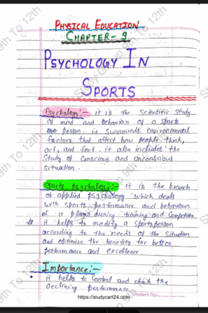 Chapter 9: Psychology and Sports Class 11 Physical Education Handwritten Notes PDF Download