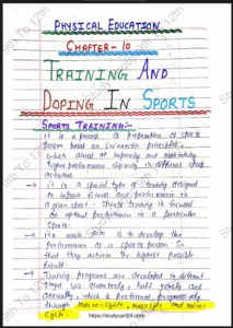 Chapter 10: Training and Doping in Sports Class 11 Physical Education Handwritten Notes PDF Download