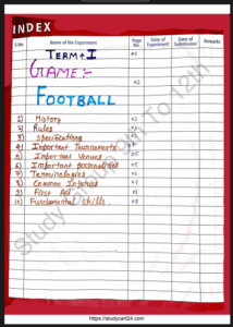 Chapter 11: Practical File (Project on Football) Class 11 Physical Education Handwritten Notes PDF Download