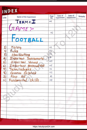 Chapter 11: Practical File (Project on Football) Class 11 Physical Education Handwritten Notes PDF Download