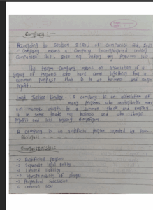 Company Law or Corporate law – BCom 2nd year Handwritten Notes PDF