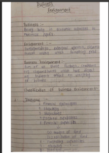 Business Environment | BCom First Year | Handwritten Notes PDF download