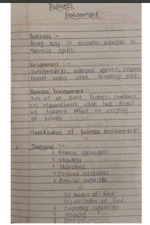 Business Environment | BCom First Year | Handwritten Notes PDF download
