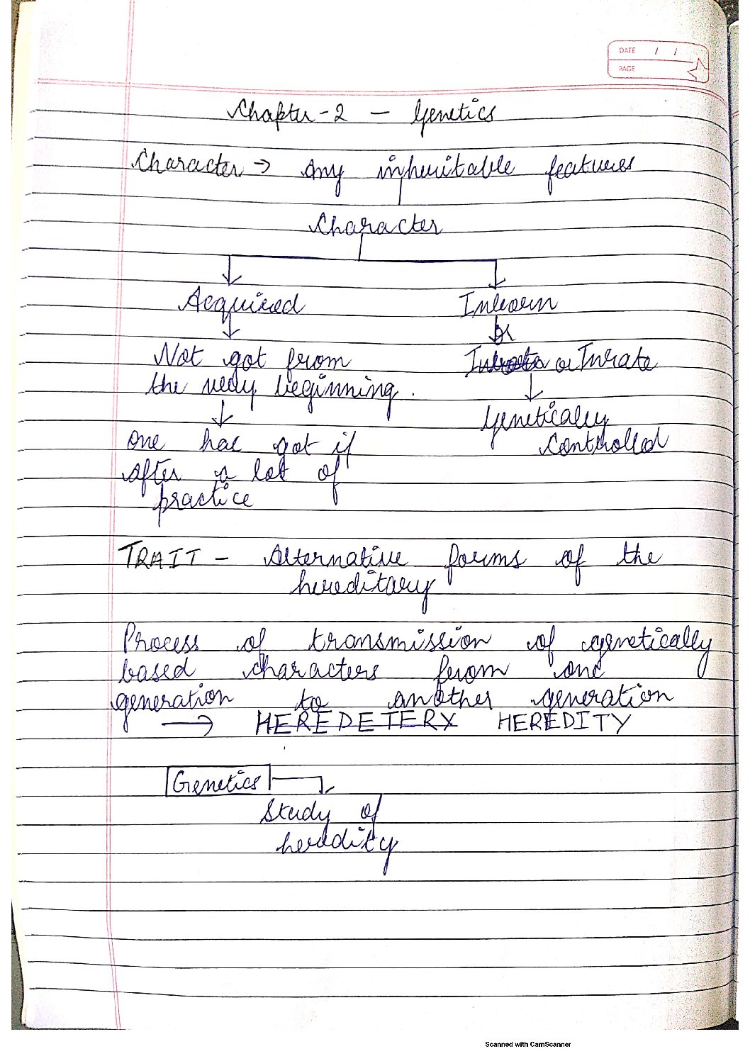 CLASS 10 ICSE BIOLOGY GENETICS Handwritten Notes PDF
