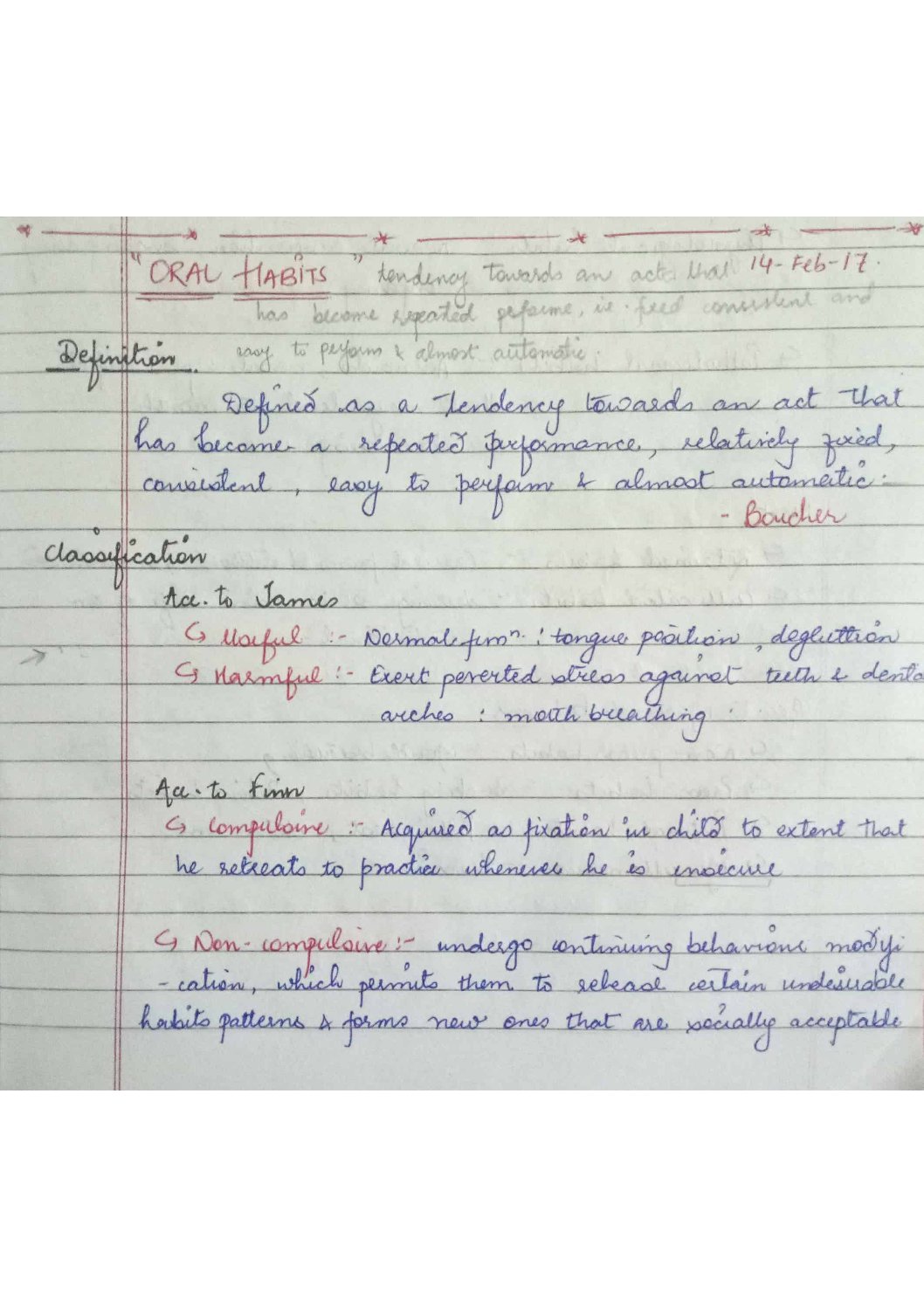 BDS Notes: Oral Habits Handwritten Notes with full Details